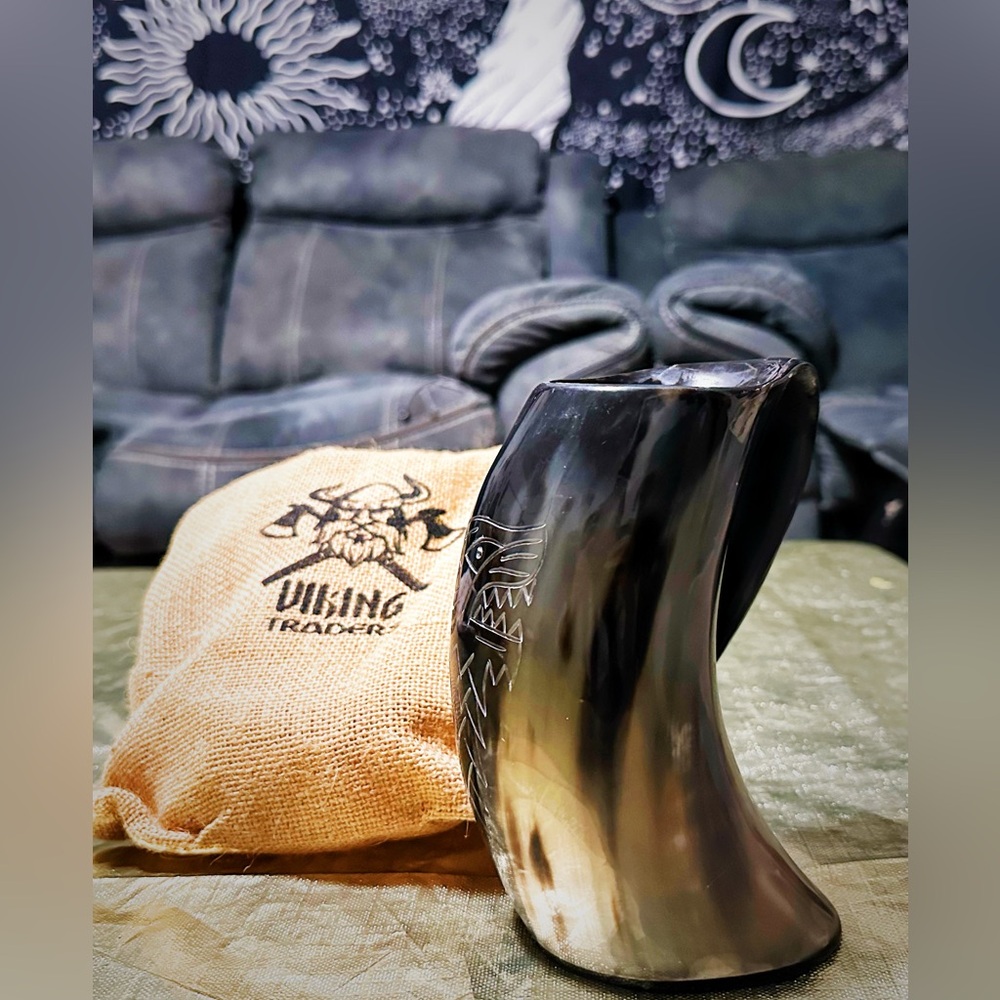 Viking Drinking Horn Mug with engraving - Picture 7 of 15